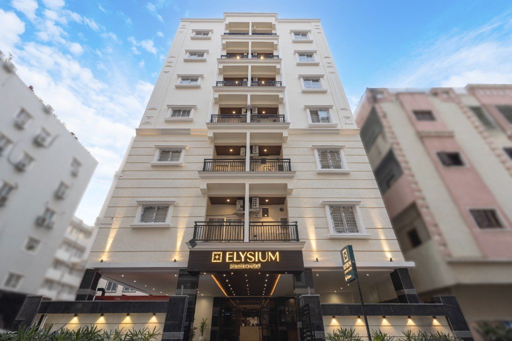Elysium Premier Suites, Hitec City — Building facade, daytime